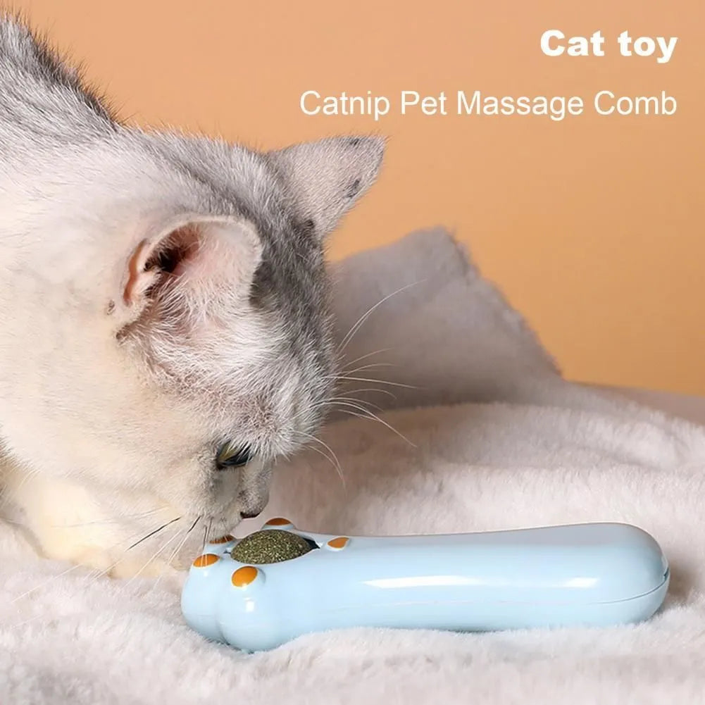 Cartoon design cat massage comb with catnip toy for dental care and digestion promotion