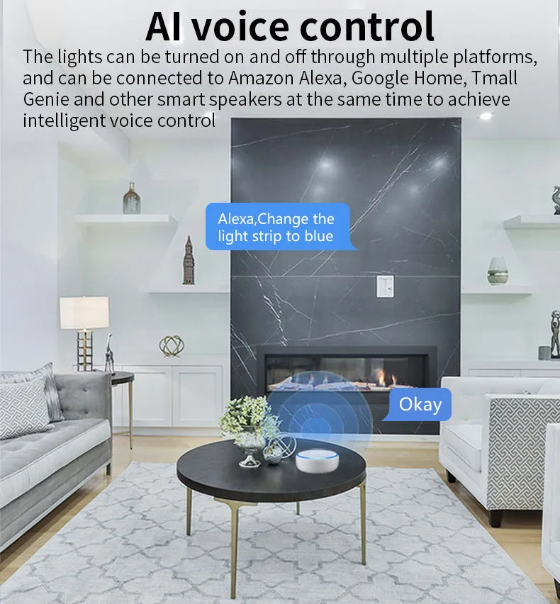 Smart RGBCCT GU10 spotlight bulb with WiFi connectivity for voice control