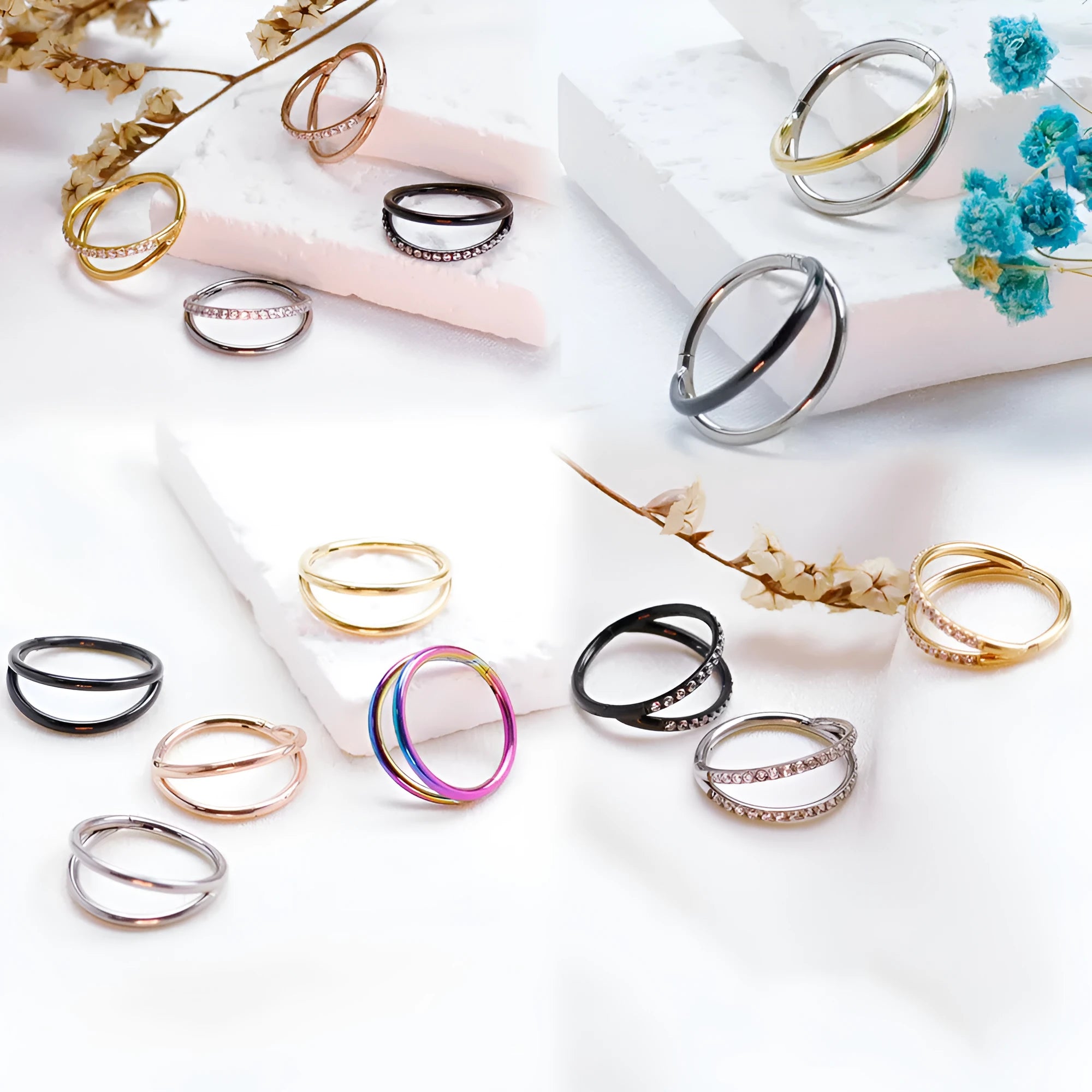 Titanium alloy nose ring body jewellery in silver, available in multiple lengths from 6mm to 12mm.