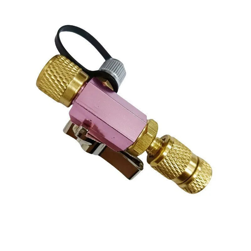 Metal vacuum valve core disassembly tool set with valve removers in 1/4 and 5/16 sizes