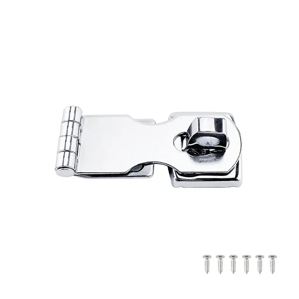 Silver stainless steel padlock hasp latch bolt with mirror finish