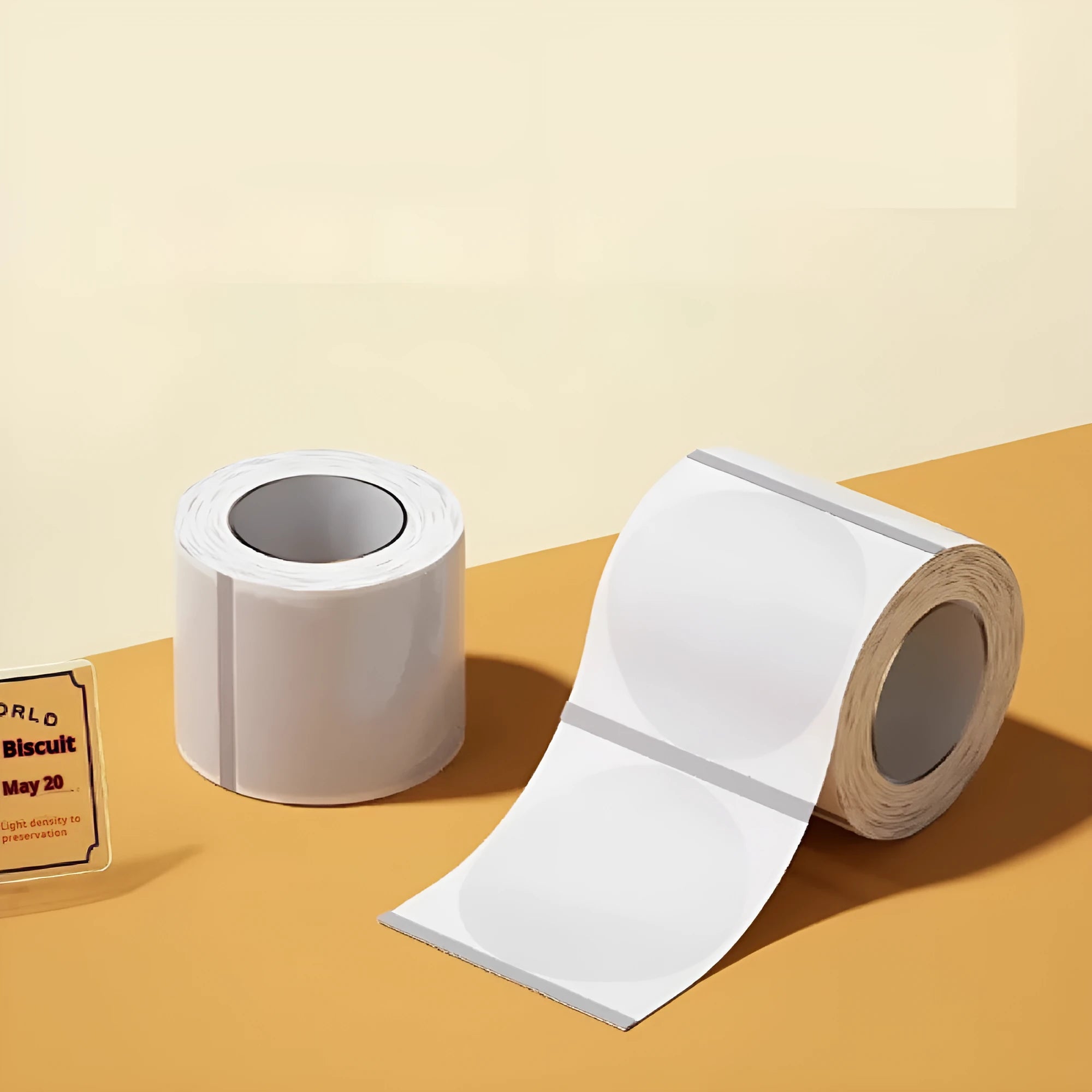 Transparent waterproof adhesive label stickers in multiple sizes on thermal synthetic paper