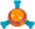 Blue interactive dog slow feeder chew toy with rubber bones for small medium puppy mental stimulation