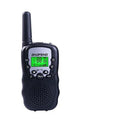 Children's walkie talkie set showing two handheld units in assorted colours with 22-channel display