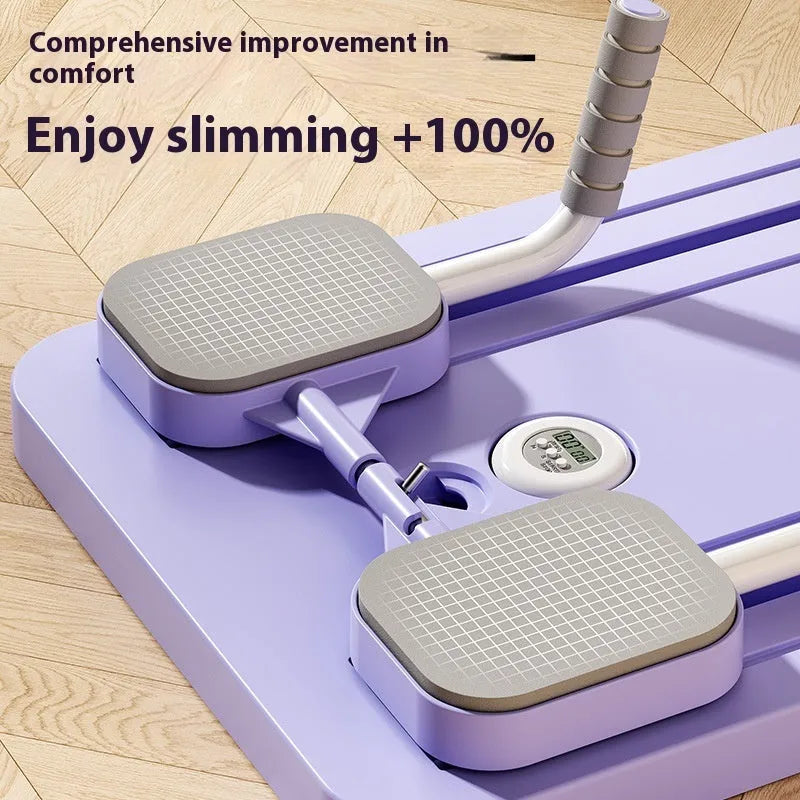 Purple abdominal wheel fitness board with automatic rebound mechanism for multi-muscle home training