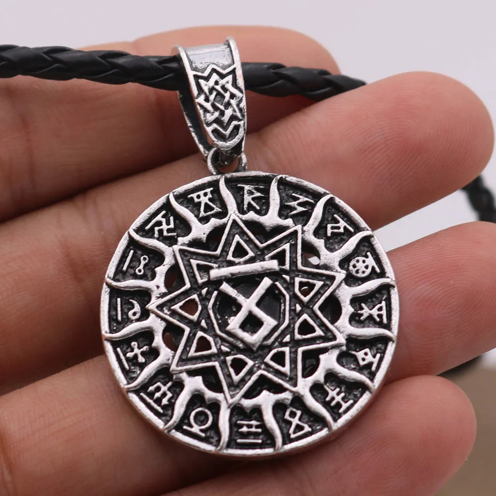 Lunavin ODing logo pendant necklace with adjustable chain in antique silver finish