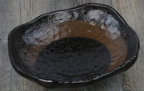 Creative irregular shaped Japanese ceramic sashimi bowl and sauce dish with floral decoration