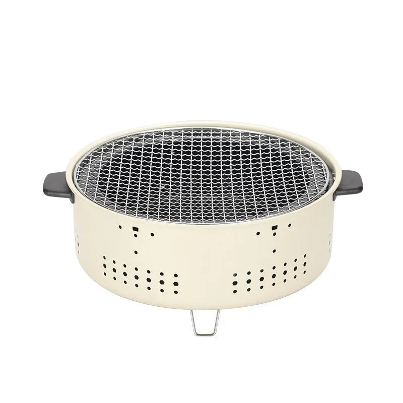 Portable charcoal stove with grill rack disk for indoor baking and tea cooking
