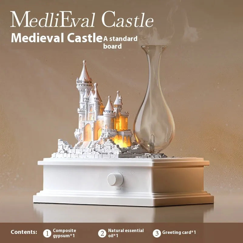 White medieval castle design waterless aromatherapy machine with ambient lighting and USB Type-C charging port