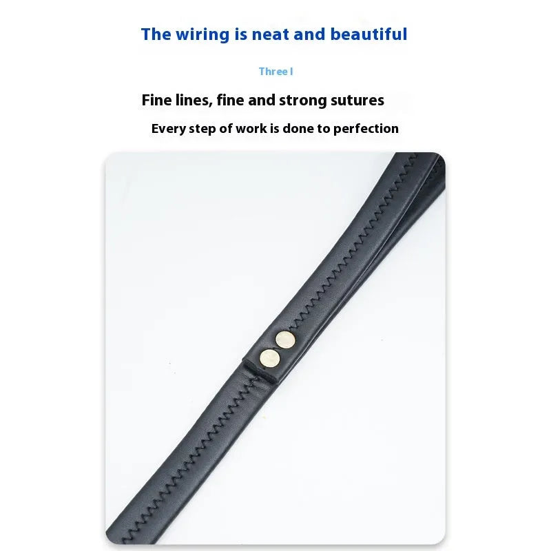 Black PU leather dog traction belt with adjustable length options