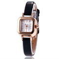 Women's retro fashion watch with alloy case in black, white, pink, or brown colours
