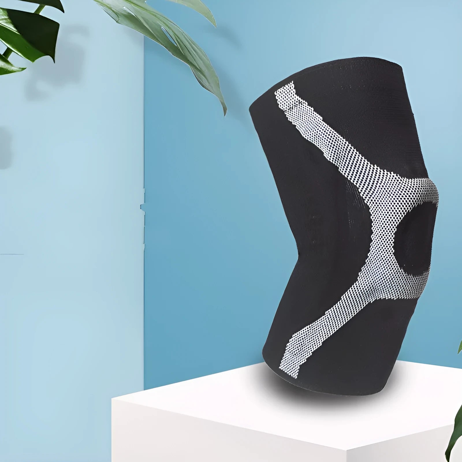 Red and grey silicone non-slip sports knee pads for running and climbing.