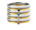 December birthstone geometric engraved ring in titanium steel on a hand.
