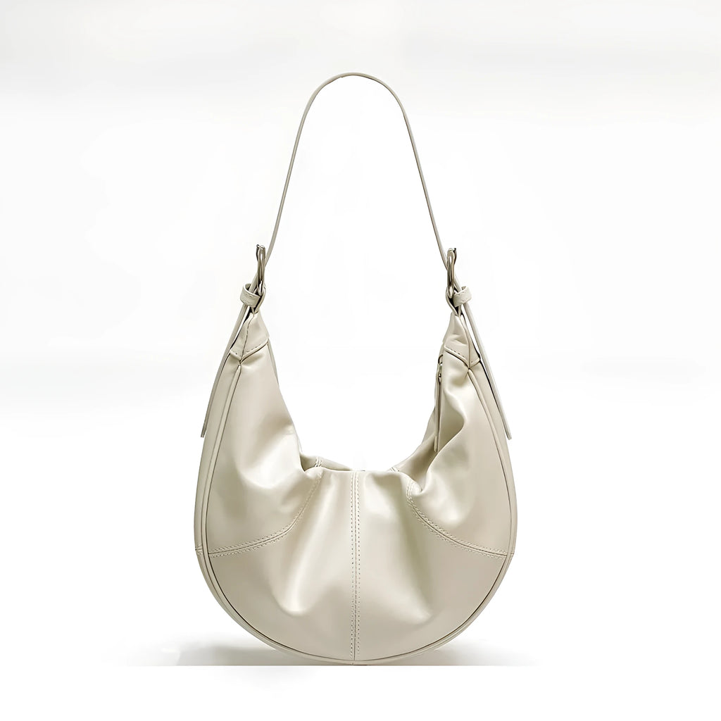 Women's first layer cowhide leather dumpling shape shoulder bag in black, pink, silver or white colours
