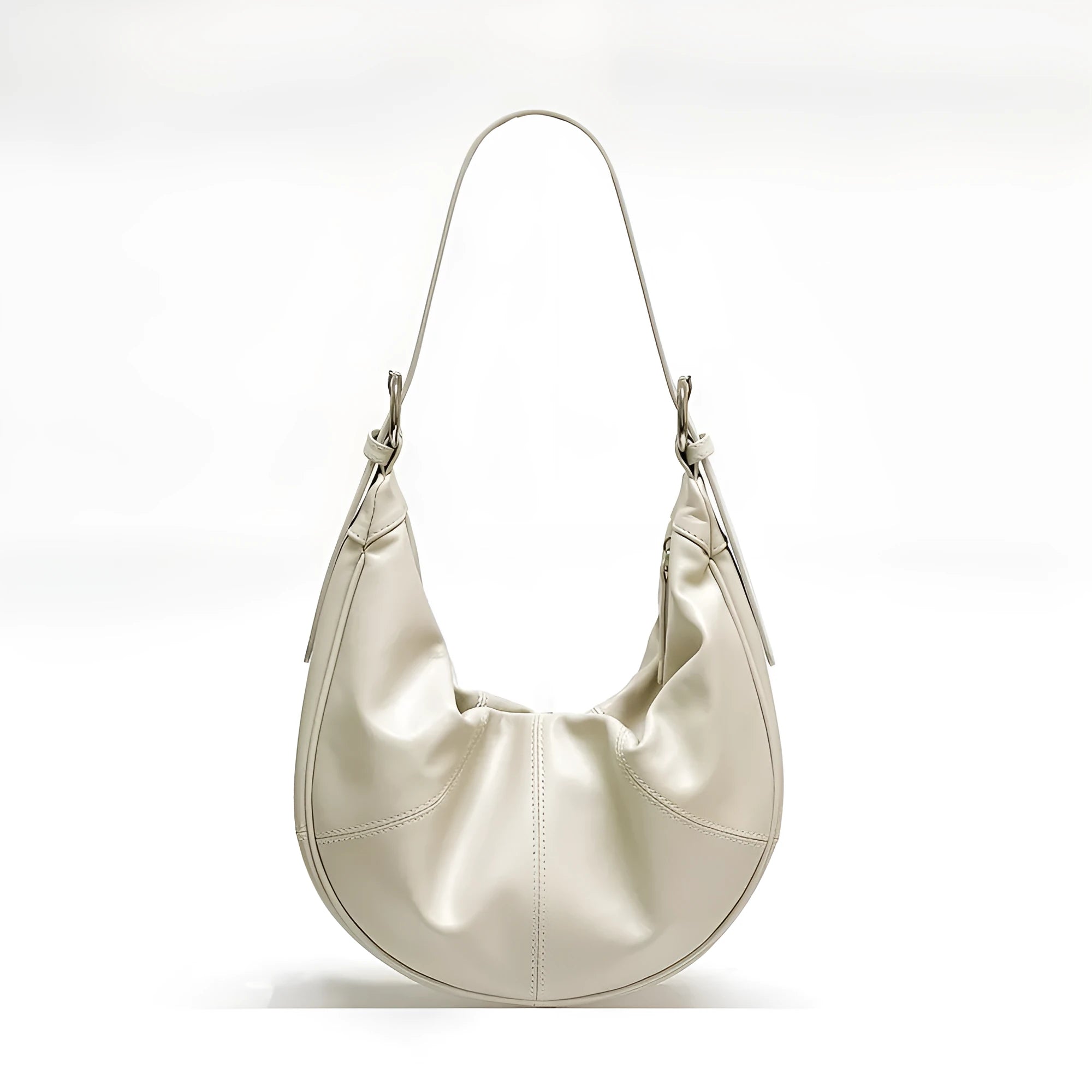 Women's first layer cowhide leather dumpling shape shoulder bag in black, pink, silver or white colours