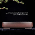 Rectangular handmade antique purple clay flower pot showing 60 cm length and 44 cm width dimensions