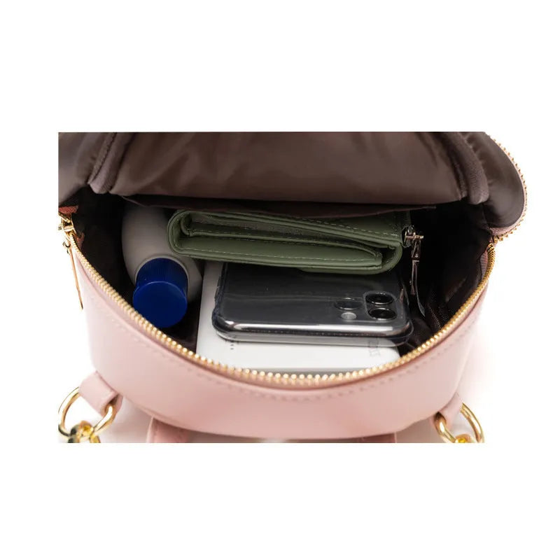 PU material mini backpack in street trend style with contrast colour and three-dimensional pocket