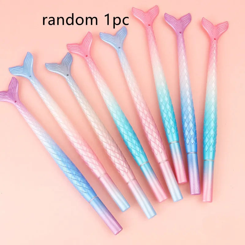 Cartoon mermaid design gel pen with a 0.38mm fine needle tip on a plastic body.