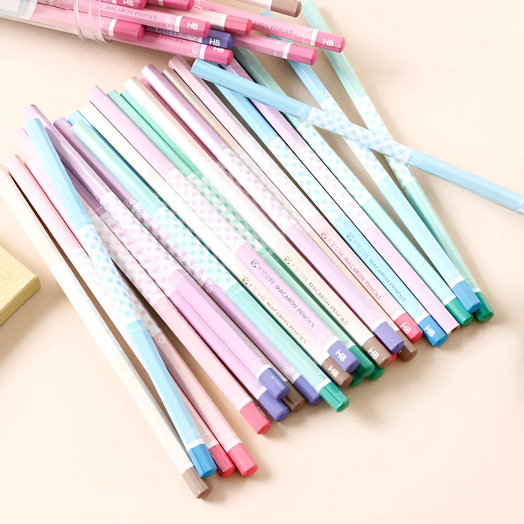 Basswood hexagonal thermal transfer pencil with HB graphite refill showing six-angle design