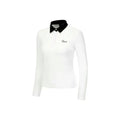 Women's long sleeve golf top in black with slim athletic fit for outdoor sports sun protection