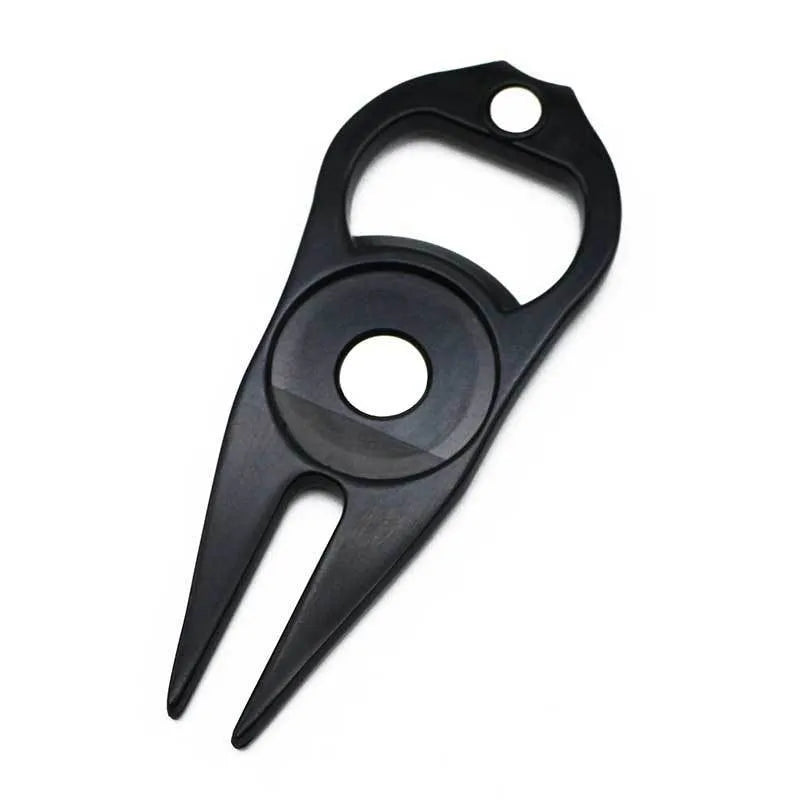 Zinc alloy golf ball yoke and bottle opener tool in black, green or silver with 88mm dimensions