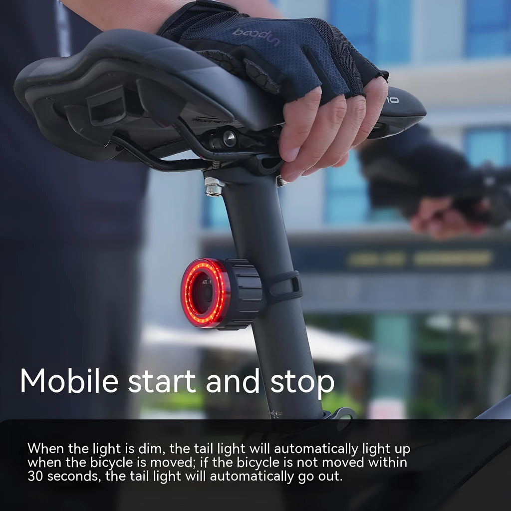 Black intelligent induction brake taillight for bicycles with aluminium alloy casing and mounting brackets