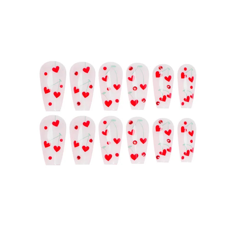 Pack of 24 French Love Red Diamond Small Cherry nail art armour sheet stickers with a tube of adhesive glue.