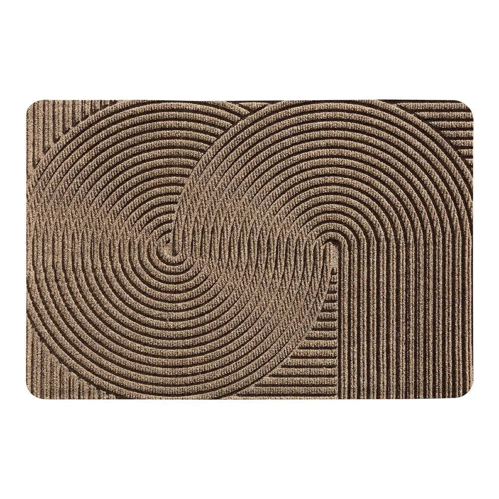 Oval green cartoon anime pattern diatom mud entrance carpet with wire ring edge, 60x90cm.