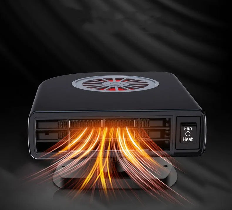 Black vehicle-mounted heater with compact design for car defogging and air purification
