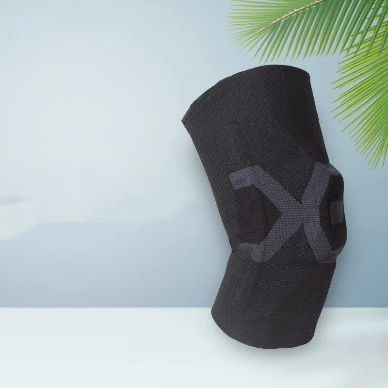Men's black and grey silicone knee pads for running and cycling protection