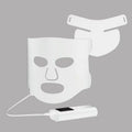 Black gold LED phototherapy face mask with controller showing seven colour light modes for skin treatment