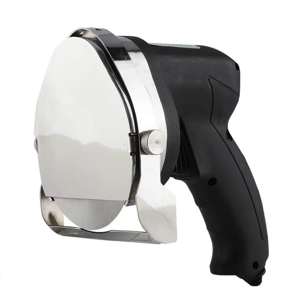 Black electric meat cleaver with EU plug for turkey barbecue preparation and meat processing