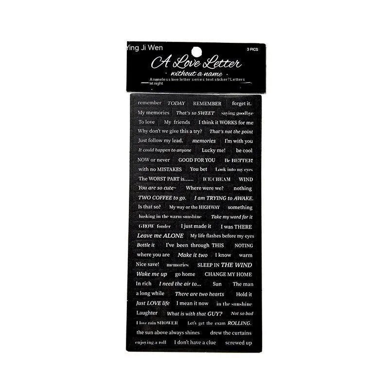 Three Ins style English quotation stickers in 90x175mm size on Japanese paper.