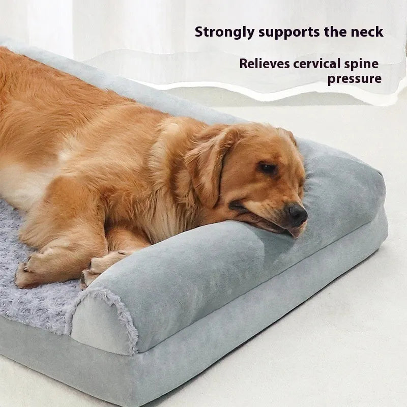 Light grey soft cloth dog kennel for a large dog, showing its enclosed design and spacious interior.