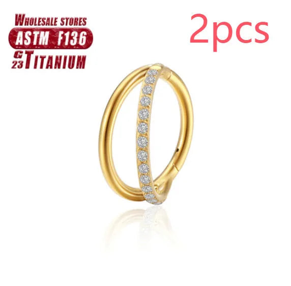 Titanium alloy nose ring body jewellery in silver, gold, black, rose gold and colourful finishes, shown in multiple sizes.