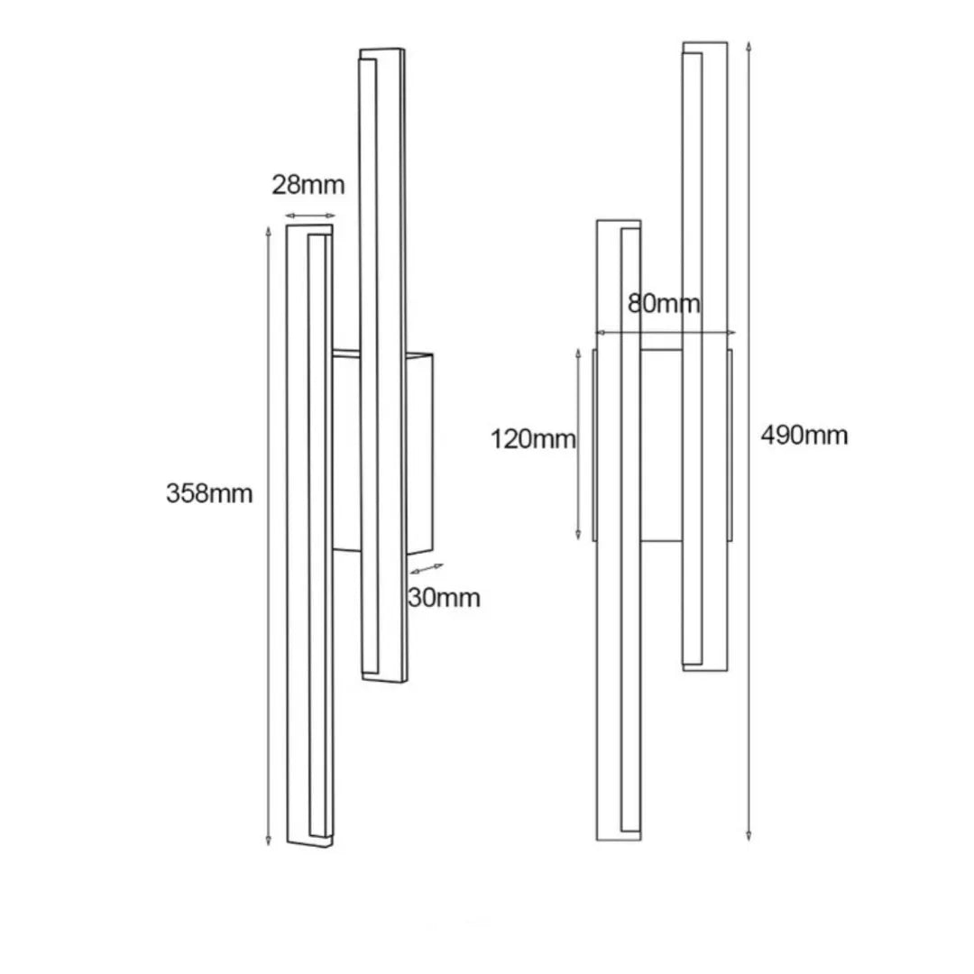 Gold finish double line wall lamp with modern design for hotel staircase lighting