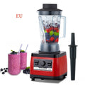 Red industrial commercial blender with 2200W motor and 2-litre container.