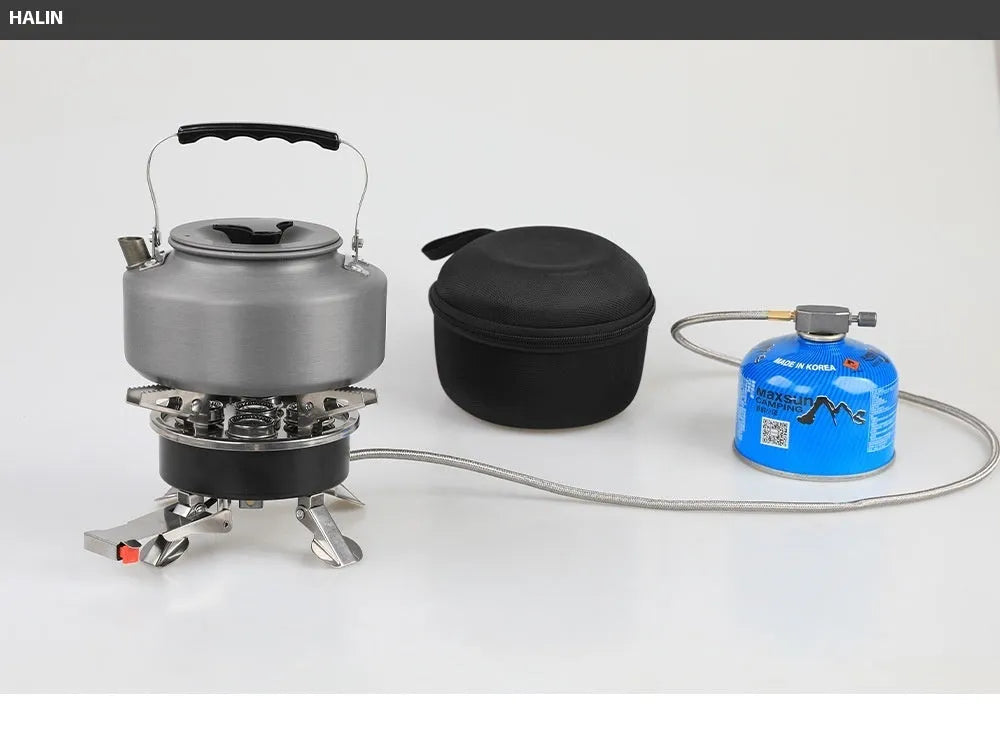 Silver portable split stove with stainless steel and copper construction for outdoor cooking