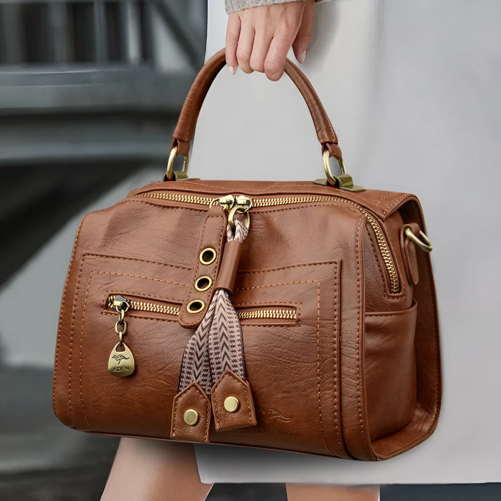 Women's one-shoulder crossbody bag in soft PU leather with retro style, horizontal square shape