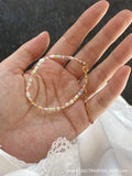 Natural purple silver pearl bracelet and necklace set with 14K gilded finish and irregular mini pearls