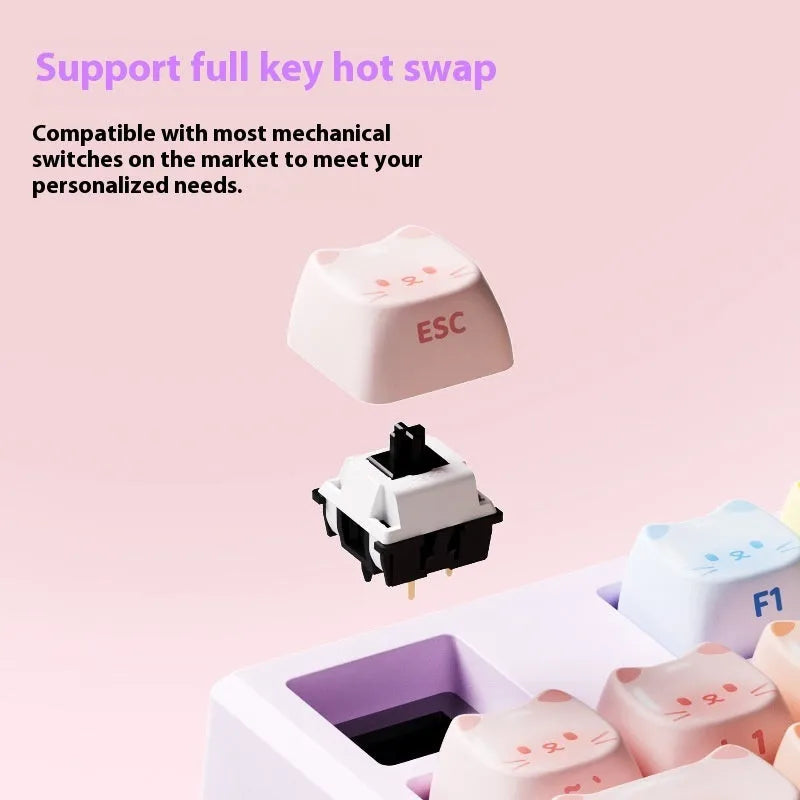 Sugar Cat coloured mechanical keyboard with Bluetooth connectivity and piano switches in MG108B colour scheme