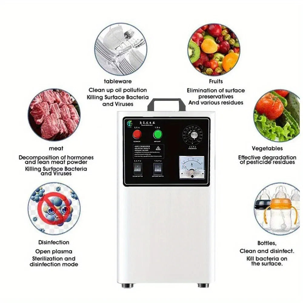 White or stainless steel ozone generator for fruit and vegetable treatment with 20g/h output