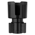 Matte black adjustable car cup holder expander for large bottles and cups on a car centre console.