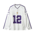 Men's digitally printed long-sleeved V-neck pullover top in polyester jersey fabric
