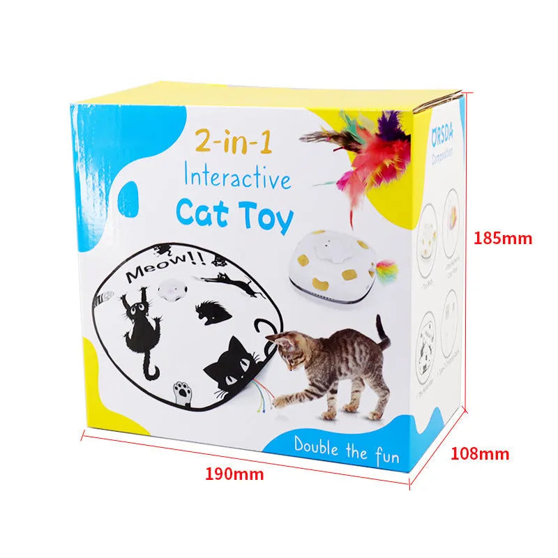 Plastic self-hi relief cat teaser toy measuring 19.8 by 11.5 by 19.5 centimetres