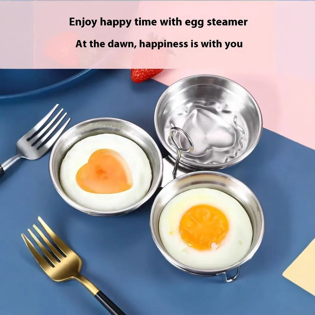 Mini heart-shaped egg steamer made from stainless steel for boiling eggs and making egg stews