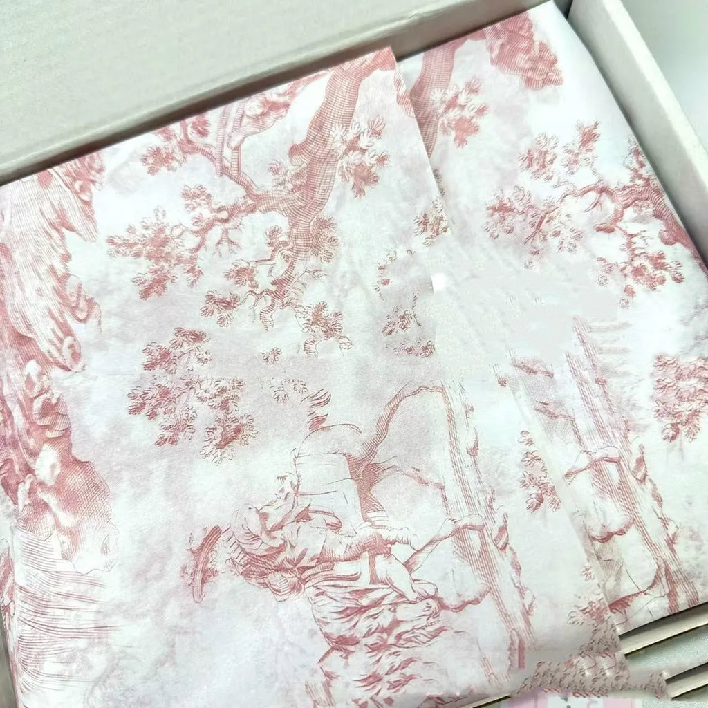 French romance floral retro tissue paper sheet in pink purple or green purple, 50x70cm size.