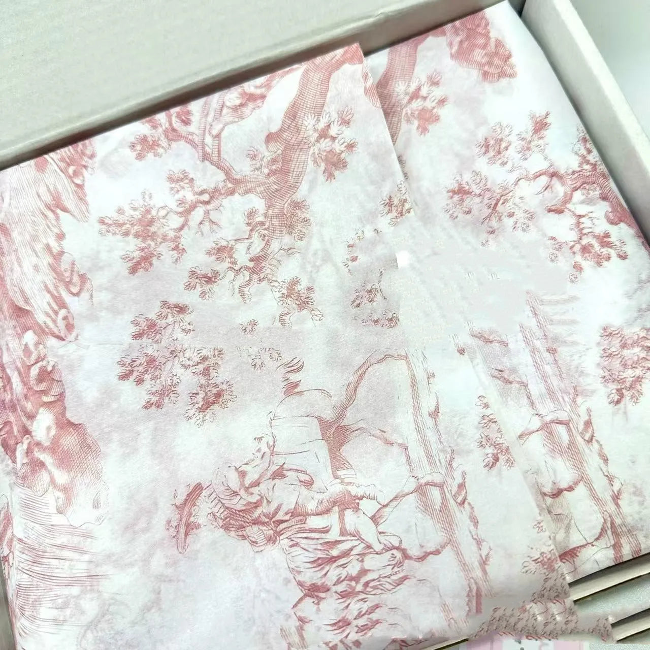 French romance floral retro tissue paper sheet in pink purple or green purple, 50x70cm size.