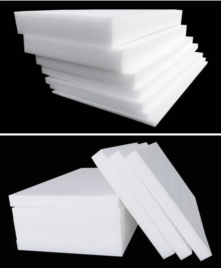 White high density pearl cotton foam board measuring 200cm by 100cm with 10mm thickness