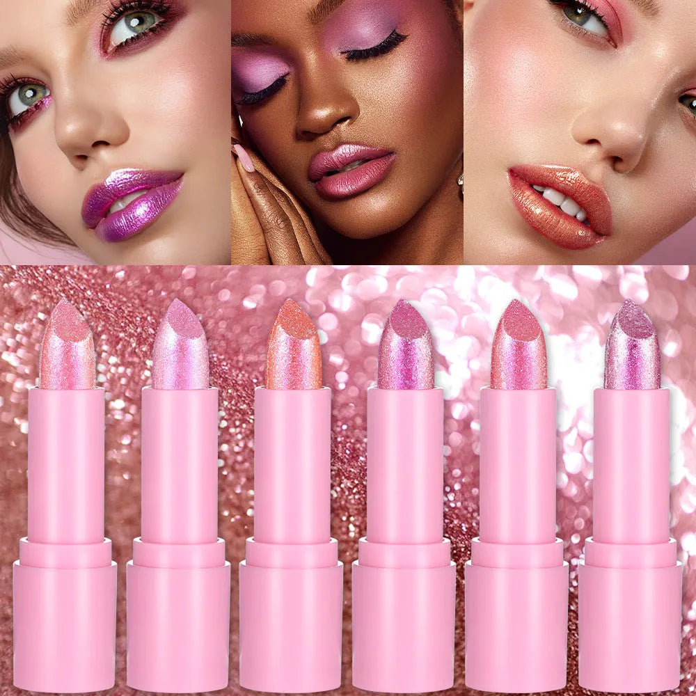 Sweetheart Bow XINGX Diamond Lipstick tube from the Starlight Diamond series, showing six colour shade options.